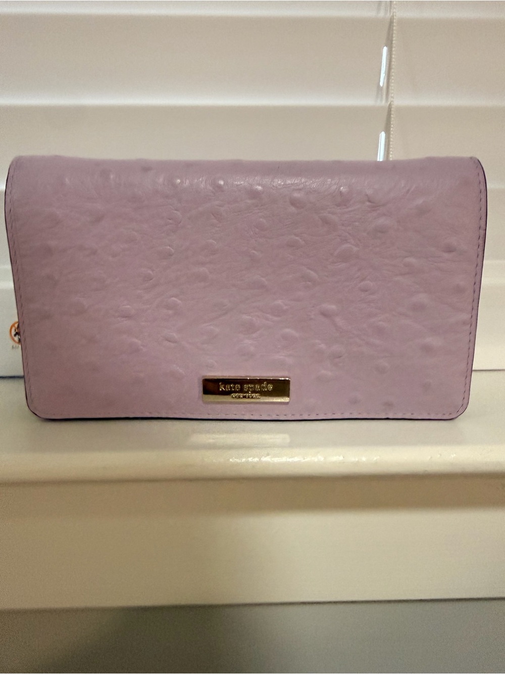kate spade Lilac Textured Leather Wallet with Gold Plaque
